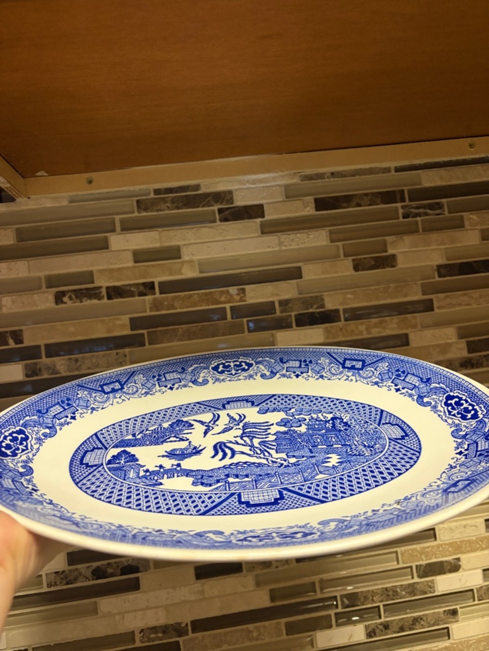 Blue Willow Pattern Oval Serving Platter 13” MCM - Picture 7 of 7